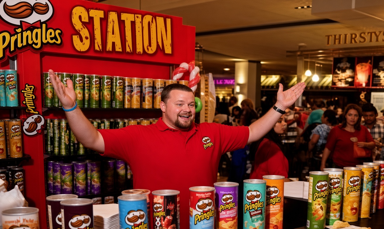 Pringles Go Flavor Station with a brand ambassador